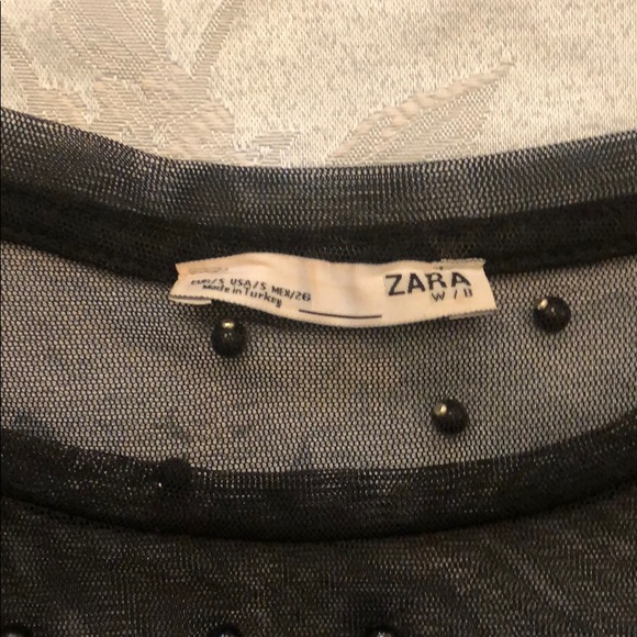 Zara tulle t-shirt with faux pearls - Picture 4 of 5